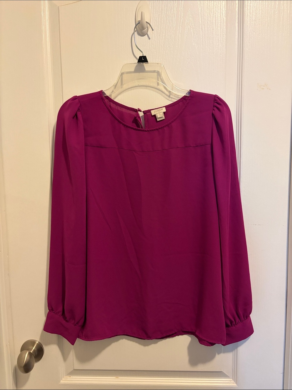 J. Crew Factory Fuchsia Long-Sleeve Blouse